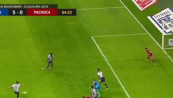 Ángel Zaldívar marcó su primer gol como 'rayado' en el duelo entre Monterrey y Pachuca, por el inicio del Torneo Clausura 2019 de la Liga MX. (Foto: captura de video)