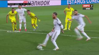 Sergio Ramos intentó habilitar a Benzema en el penal ante Villarreal y el árbitro anuló el gol | VIDEO