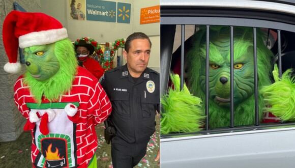 El Grinch intentaba robarse los regalos de los niños en un centro comercial, pero la Policía lo detuvo. (Imagen: Departamento de Policía de Texas)