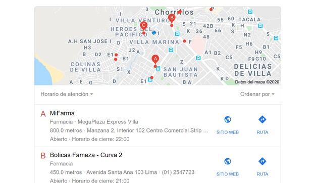 Google Maps te informa si una farmacia está abierta cerca a tu casa para que compres productos urgente. (Foto: Google)