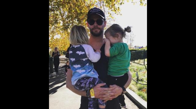 Chris Hemsworth, con dos de sus pequeños en un día de paseo. (Foto: Instagram)