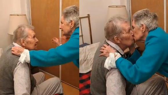 Una pareja de abuelos protagonizó un emotivo reencuentro y su historia se volvió viral. (Foto: Twitter/Tomás Fonseca).