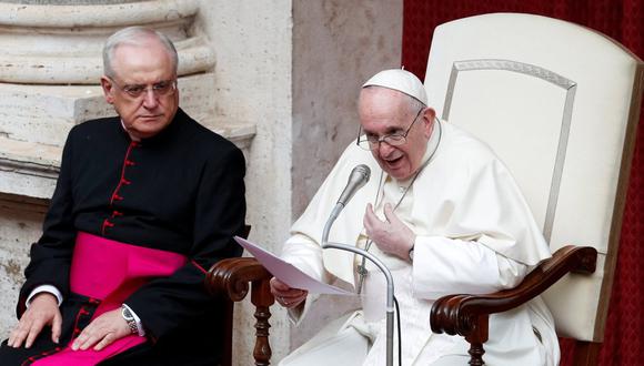 El Papa Francisco habla este 23 de setiembre de 2020 durante la audiencia general semanal en el Vaticano. (REUTERS/Guglielmo Mangiapane).