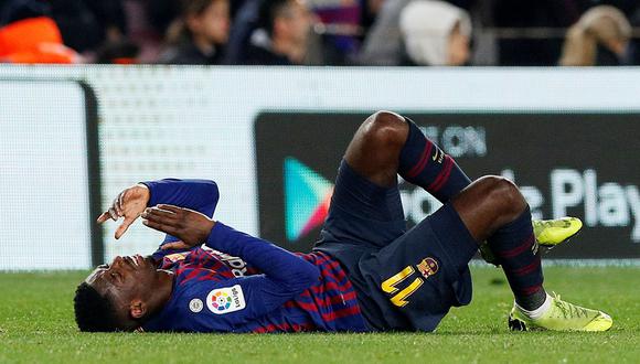 Ousmane Dembélé salió lesionado del partido ante el Leganés y preocupa en el Barcelona. (Foto: Reuters)