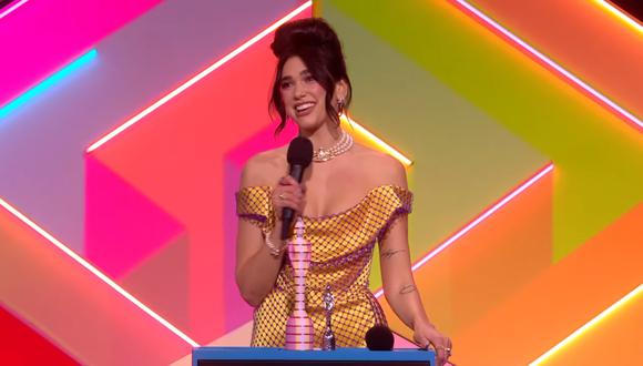 Dua Lipa también ganó la categoría de mejor artista femenina. (Captura: Brit Awards)