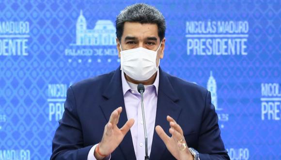 Nicolás Maduro durante un anuncio televisado en el Palacio Presidencial de Miraflores en Caracas. (Foto: AFP / Presidencia de Venezuela / Marcelo Garcia).