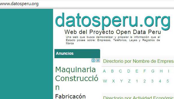 Página de inicio de Datos Perú. (datosperu.org)