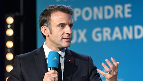 El presidente de Francia, Emmanuel Macron, habla durante una conferencia en la Universidad de Lausana, el 16 de noviembre de 2023. (Foto de Bertrand GUAY / AFP)