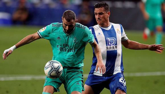 Karim Benzema asistió de taco a Casemiro para el 1-0 del Real Madrid ante Espanyol. (Foto: EFE)