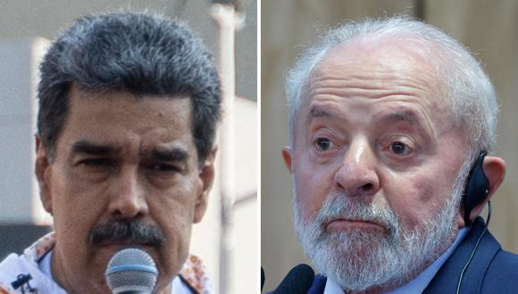 El mandatario venezolano, Nicolás Maduro; y el presidente de Brasil, Lula da Silva. (Fotos de Ronald PEÑA / Ludovic MARIN / AFP)