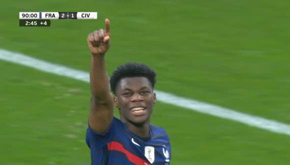 Aurelien Tchouameni anotó el gol del triunfo de Francia sobre Costa de Marfil. (Foto: Captura ESPN)