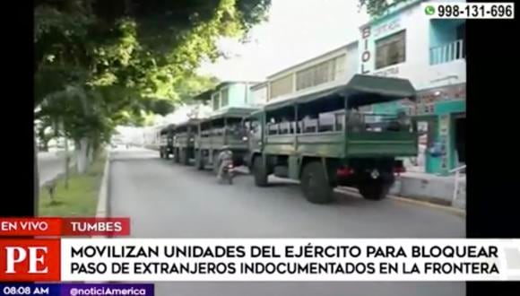 El matinal América Noticias detalló que las Fuerzas Armadas detectaron varias rutas ilegales en la frontera con Ecuador, pese al cierre de fronteras. Más de mil militares participarían de esta acción en puntos claves. Foto: captura de pantalla