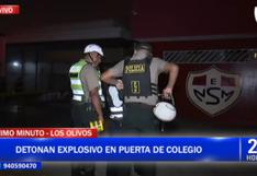Los Olivos: sujetos lanzan explosivo contra puerta del colegio Monserrat