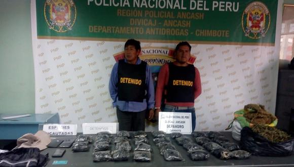 Foto: Los sujetos, al parecer, vendían la droga en las ciudades de Casma y Moro, según la Dirección de Inteligencia de la PNP. 
 (Foto: PNP)