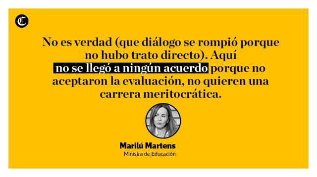 La ministra de Educación, Marilú Martens, exhortó a los maestros a que dejen de acatar una huelga que, consideró, está respondiendo a intereses políticos ya que han atendido las demandas del magisterio. (Composición: El Comercio)