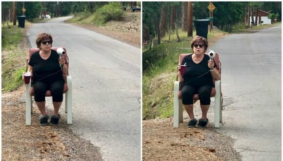 Se volvió viral el acto de una ciudadana estadounidense que simula utilizar un radar en una transitada carretera. (Foto: Twtiter)