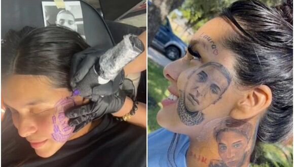Tras descubrir que le eran infiel, decidió tatuarse el rostro de su pareja en su rostro. (Foto: @narallynajm13)