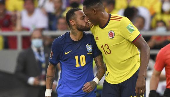Neymar y Yerry Mina tuvieron un nuevo encontronazo en el Colombia vs. Brasil | Foto: Difusión.