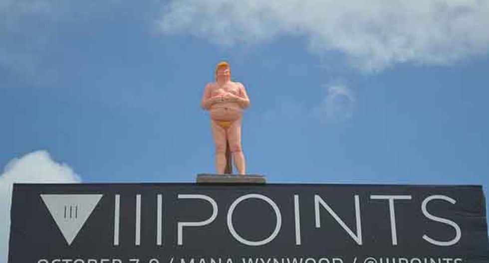 Apareció una estatua de Donald Trump desnudo en barrio artístico de Miami. (Foto: @TManriqueMiami|Twitter)