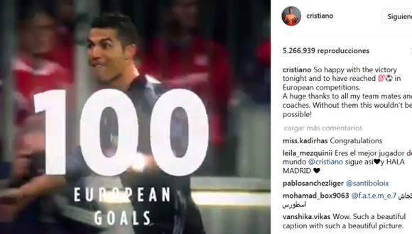 Cristiano Ronaldo celebró en Instagram sus 100 goles