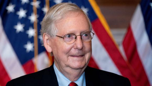 El líder de la mayoría del Senado de EE.UU., Mitch McConnell, un republicano de Kentucky, representa una foto en el Capitolio de Estados Unidos. (Foto: Stefani Reynolds / Pool vía REUTERS).