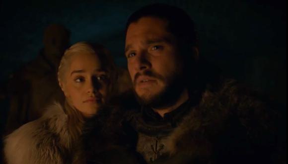 Daenerys Targaryen (Emilia Clarke) y Jon Snow (Kit Harington), en uno de los momentos más cruciales de "Game of Thrones" 8x02. Foto: HBO.