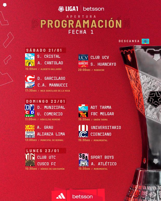 Programación del Torneo Apertura 2023, jornada 1.