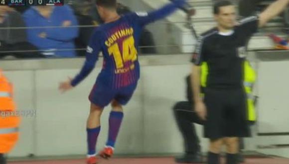 Barcelona: Coutinho intentó hacer un lujo pero cayó estrepitosamente. (Foto: Captura)
