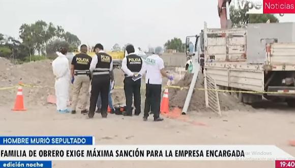 Un trabajador murió sepultado por mezcla de concreto en una obra en Lurín. (TV Perú Noticias)