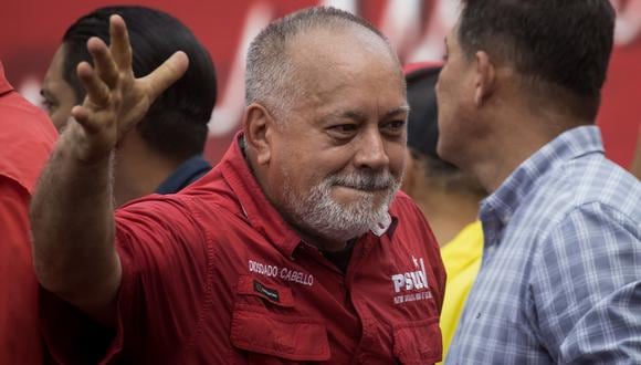 El diputado a la Asamblea Nacional de Venezuela, Diosdado Cabello, participa durante una manifestación en apoyo al gobierno nacional, el 1 de mayo de 2023, en Caracas, Venezuela. (Foto de Miguel Gutierrez / EFE)
