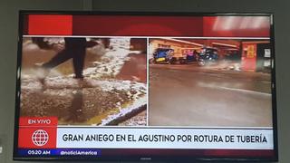 El Agustino: gran aniego inunda primeras cuadras de la avenida Riva Agüero