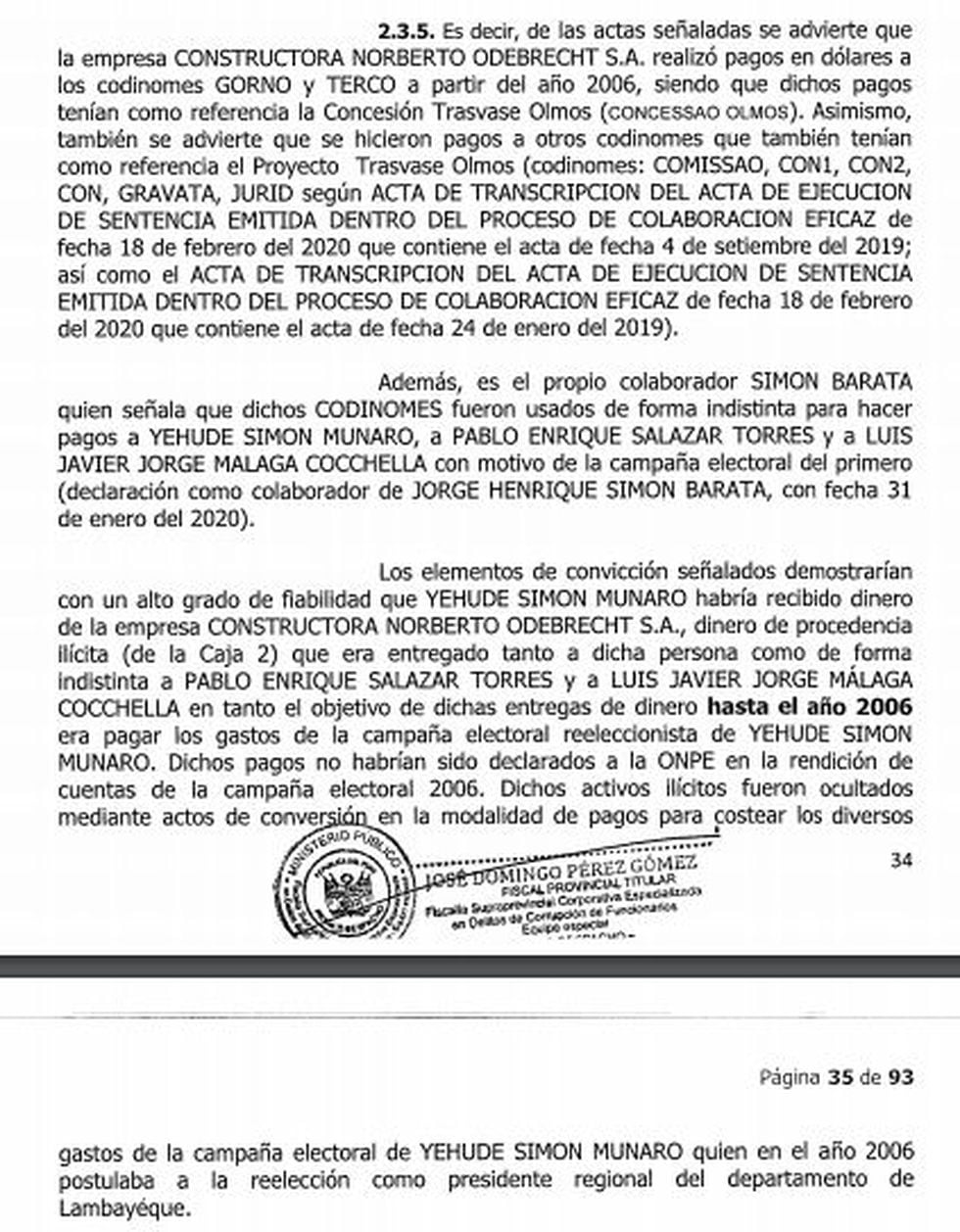 Jorge Barata afirma que entregó US$300.000 para la campaña regional de Yehude Simon en el 2006. (El Comercio)