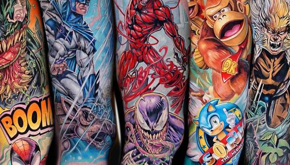 Instagram: conoce al artista que transforma los mejores cómics y videojuegos en espectaculares tatuajes. (Foto: Instagram drkturcotte)