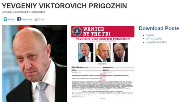 Yevgeny Prigozhin, el jefe del Grupo Wagner por quien el FBI ofrece una recompensa.