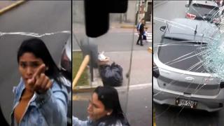 Chorrillos: Mujer rompió con un bate de béisbol lunas de bus que chocó con su auto 