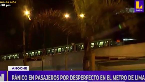 En la noche del martes 31 de enero se presentó una caótica situación en uno de los trenes del servicio de la Línea 1 del Metro de Lima | Captura de video: Latina