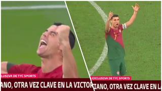 La reacción de ‘CR7’: pasó de la alegría al enojo por el gol que le dieron a Bruno | VIDEO