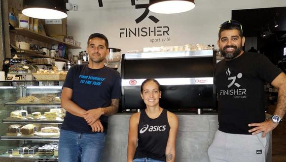 Samantha Zevallos, Carlos Arce y Franco De Los Ríos, fundadores de Finisher Sport Café. (Foto: Norka Peralta)