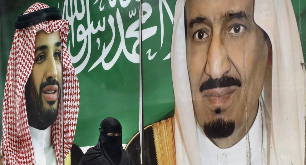 Un afiche en Jiddah muestra la foto del rey Salman y el príncipe heredero Mohammed bin Salman. La implicación saudí en los atentados del 2001 es un asunto sin resolver. AP