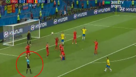 Neymar cayó en el área y el árbitro decidió no cobrar penal en el Brasil vs. Bélgica