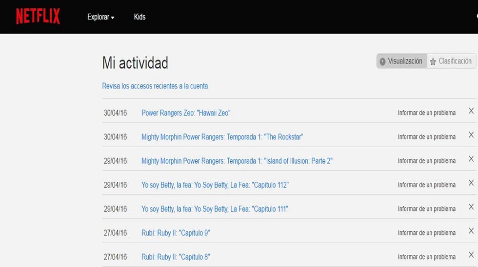 Para saber qui&eacute;nes usan tu cuenta deber&aacute;s ir a &lsquo;Mi perfil&rsquo;-&lsquo;Actividad de visualizaci&oacute;n&rsquo; y haz clic en &lsquo;Revisa los accesos recientes a la cuenta&rsquo; (Foto: Captura de pantalla)