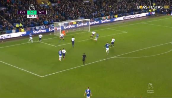 Theo Walcott fue el autor del 1-0 en el Tottenham vs. Everton en el marco de la jornada 18 de la Premier League (Foto: captura de pantalla)