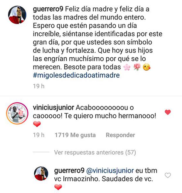 Vinicius Junior's greeting to Paolo Guerrero.