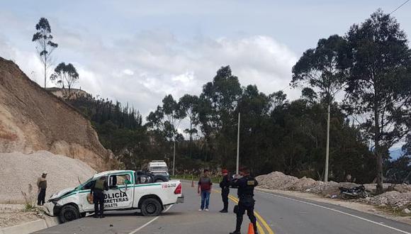 Patrullero se despistó y se volcó en Chilete. (Foto:(PNP)