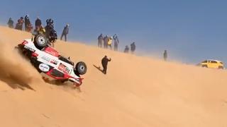 Dakar 2020: Fernando Alonso volcó su Toyota y así dio vueltas de campana en una duna [VIDEO]