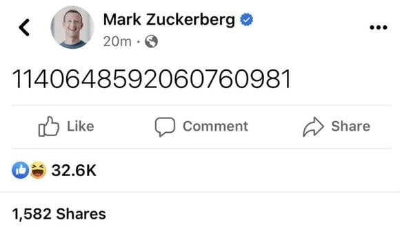 Mark Zuckerberg realizó una publicación con varios números y luego fue eliminada. | (Foto: Captura de pantalla)