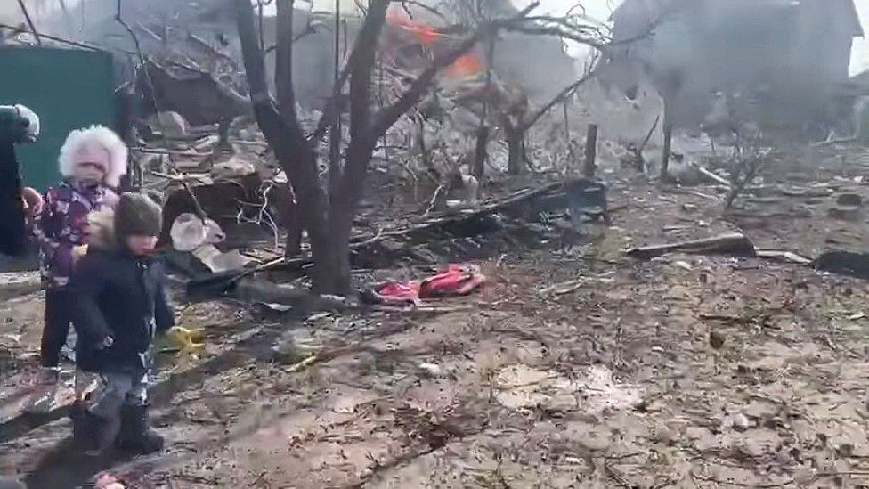 This image shows the remains of a house in Mariupol that was destroyed by a Russian shell, according to the Ukrainian military.  (Photo: Reuters)