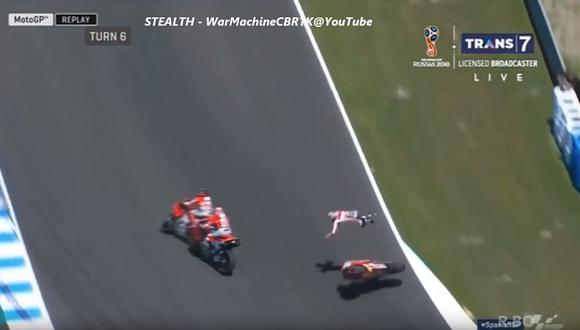 Este accidente en el MotoGP ha despertado más de una polémica. (foto: captura)