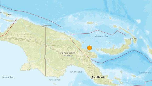Un terremoto de magnitud 6,3 sacudió el litoral de Papúa Nueva Guinea, el 14 de marzo de 2023. (Captura de USGS)