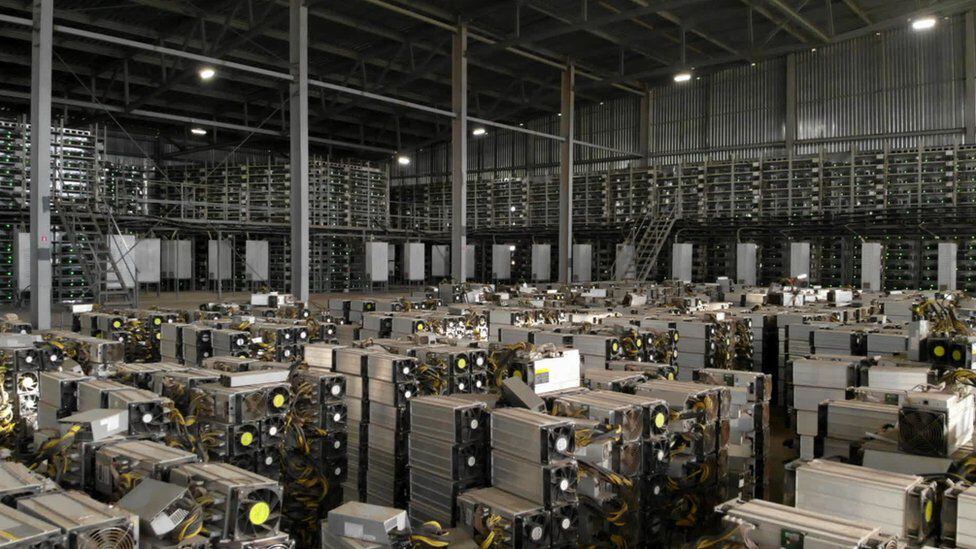 The mine has 8 warehouses with 50,000 machines for mining bitcoin and other currencies.